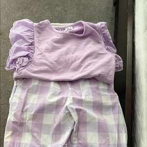 Janie and Jack Lavender Checkered pants and top Set